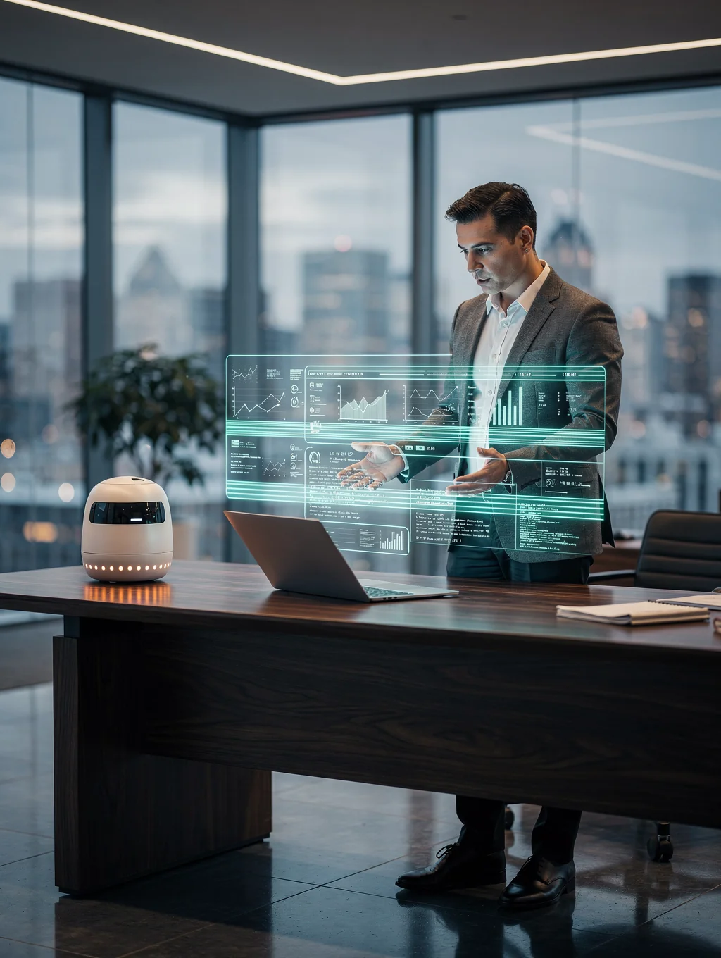 Abstract representation of AI automation and digital business workflows