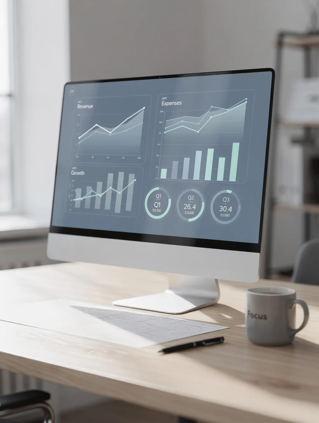 Business growth dashboard showing positive trends