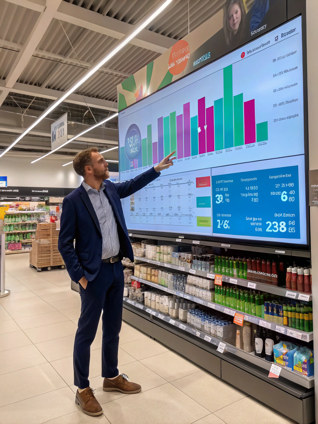 AI-powered retail dashboard showing growth metrics