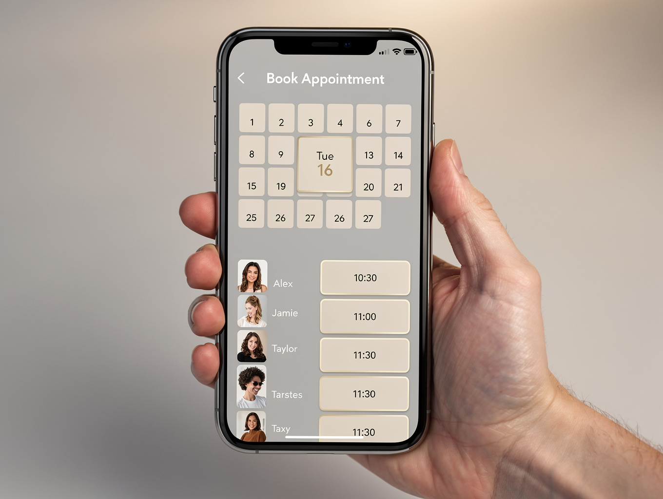 Mobile interface for automated service booking