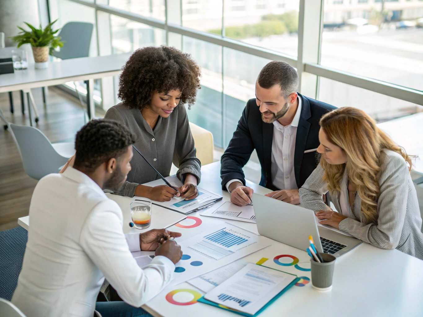 Professional team collaborating on business scaling solutions